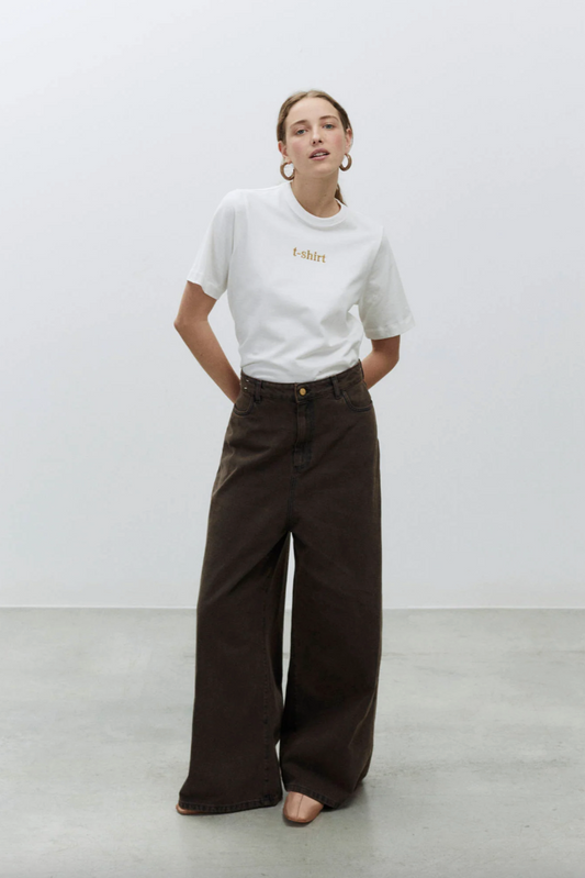 Palazzo Denim Pants, Choco