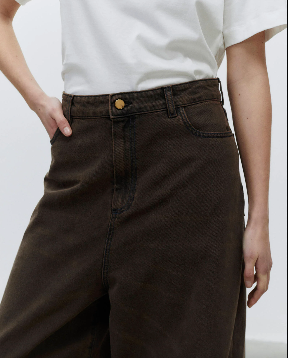 Palazzo Denim Pants, Choco