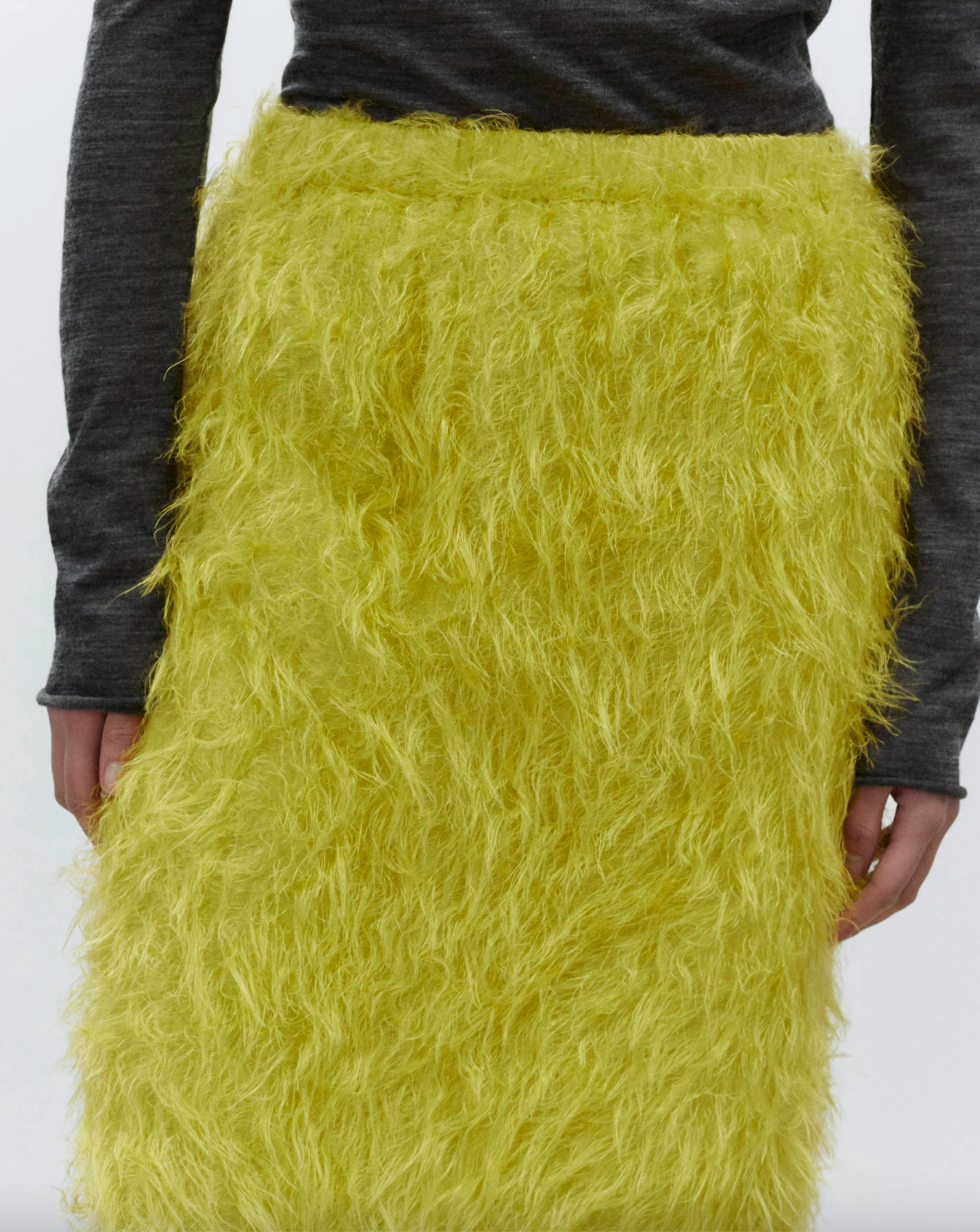 Midi Fringe Skirt, Lime