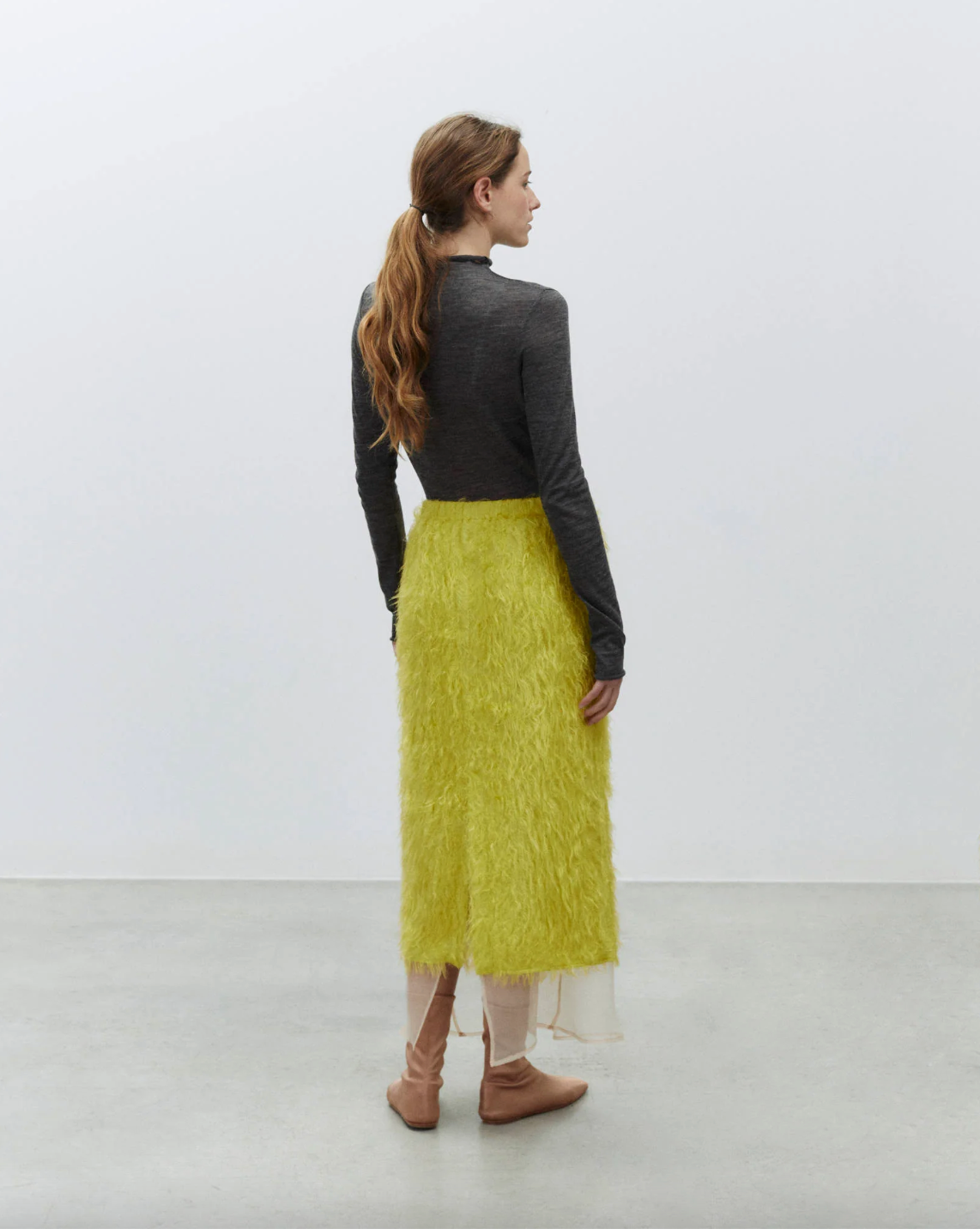 Midi Fringe Skirt, Lime