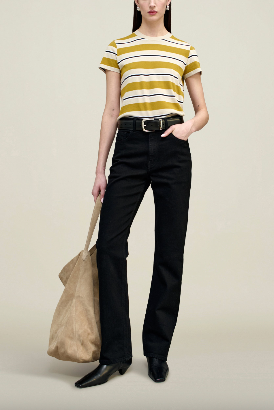 Kenzie T Shirt, Goldenrod Stripe