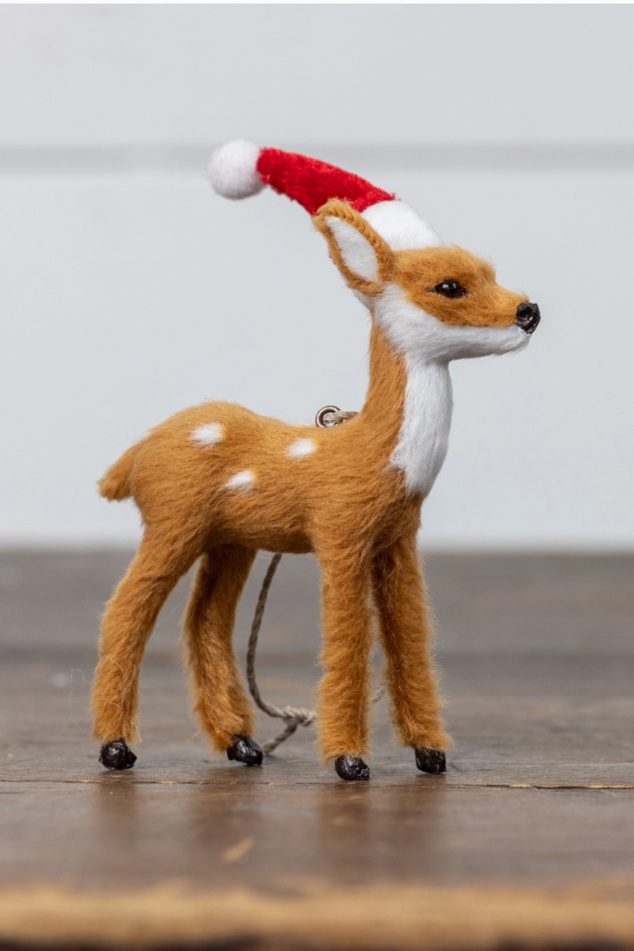 Festive Fur Deer Ornament