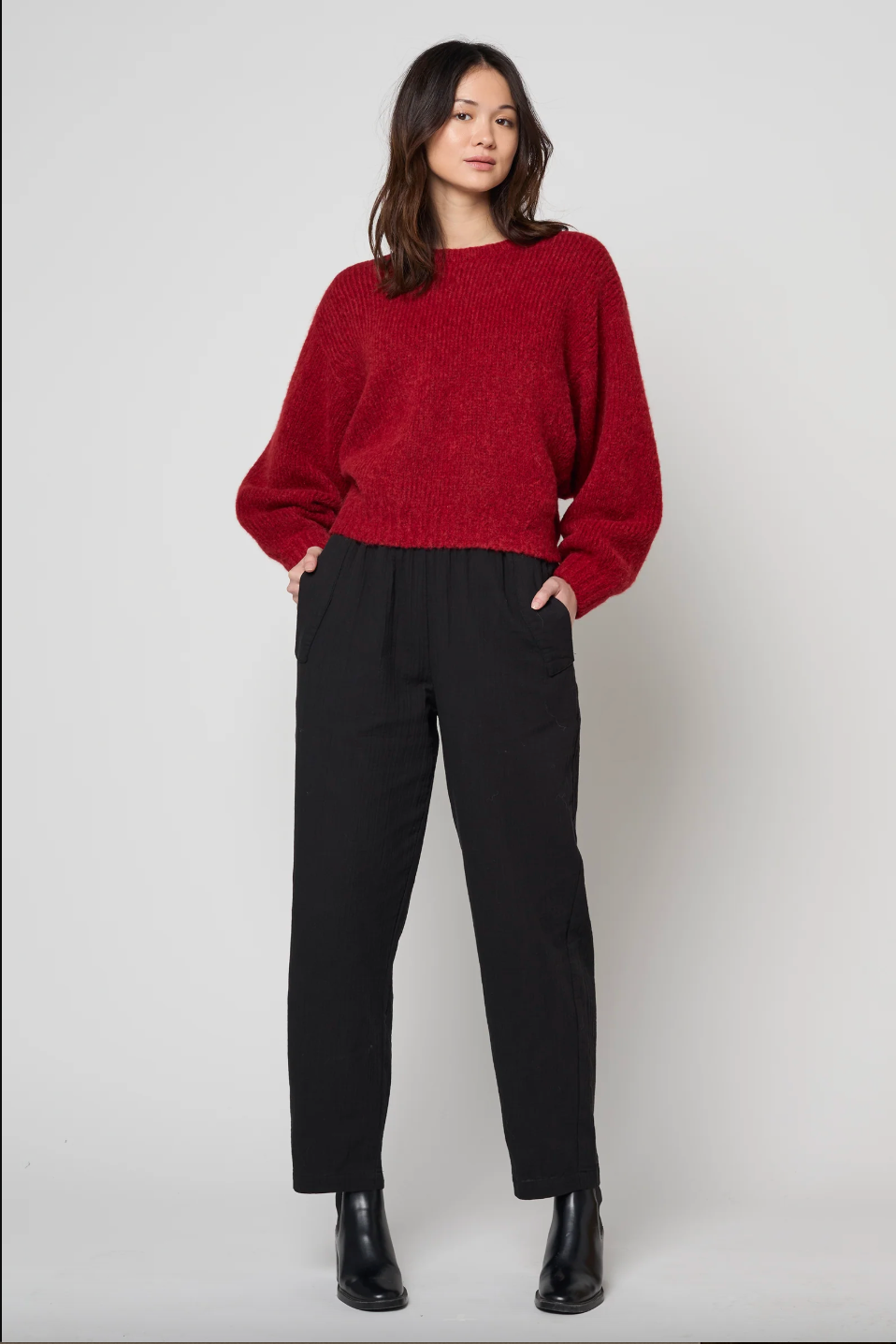 Balloon Sleeve Sweater, Burgundy