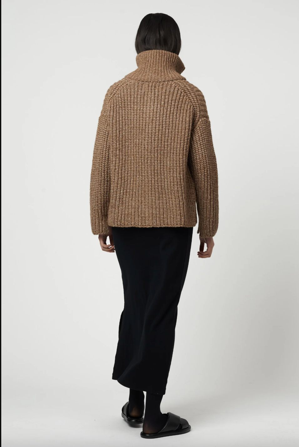 Alpaca Rib Cardigan, Brown