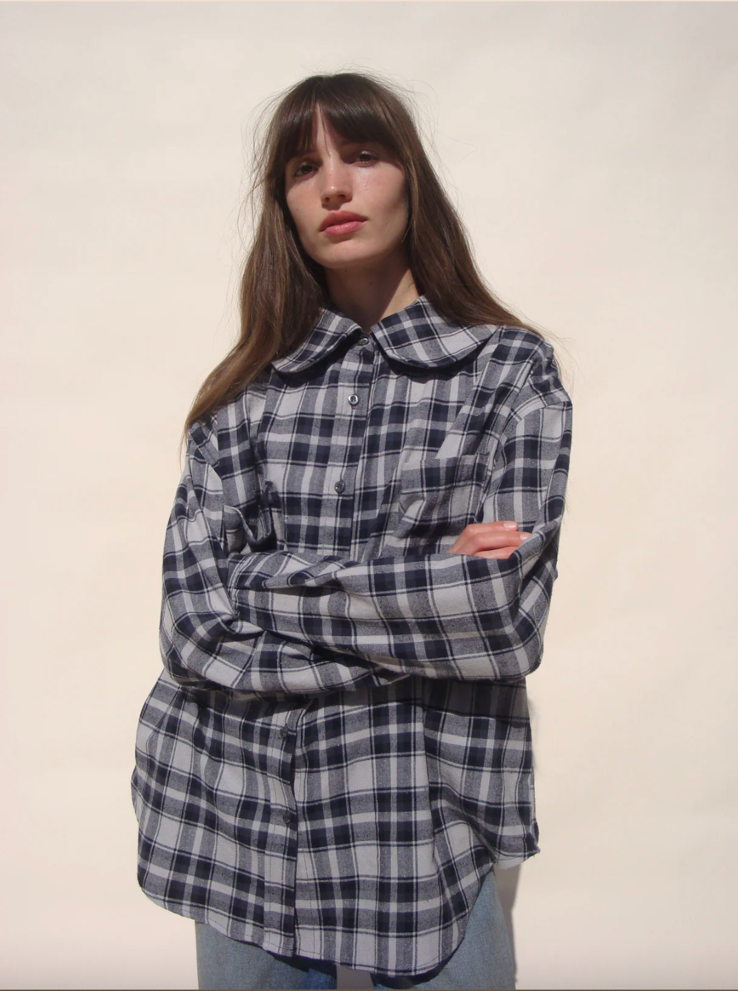 Hollis Oversized Button Down, Midnight Tartan