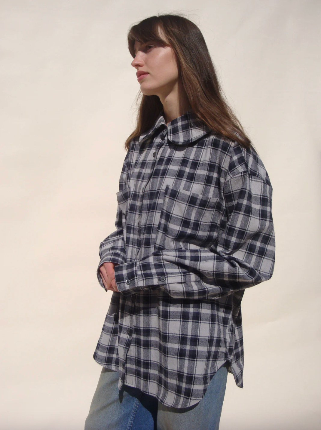 Hollis Oversized Button Down, Midnight Tartan