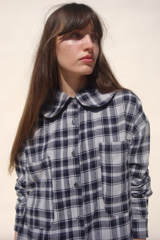 Hollis Oversized Button Down, Midnight Tartan