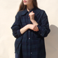 Hollis Oversized. Button Down, Black Tartan