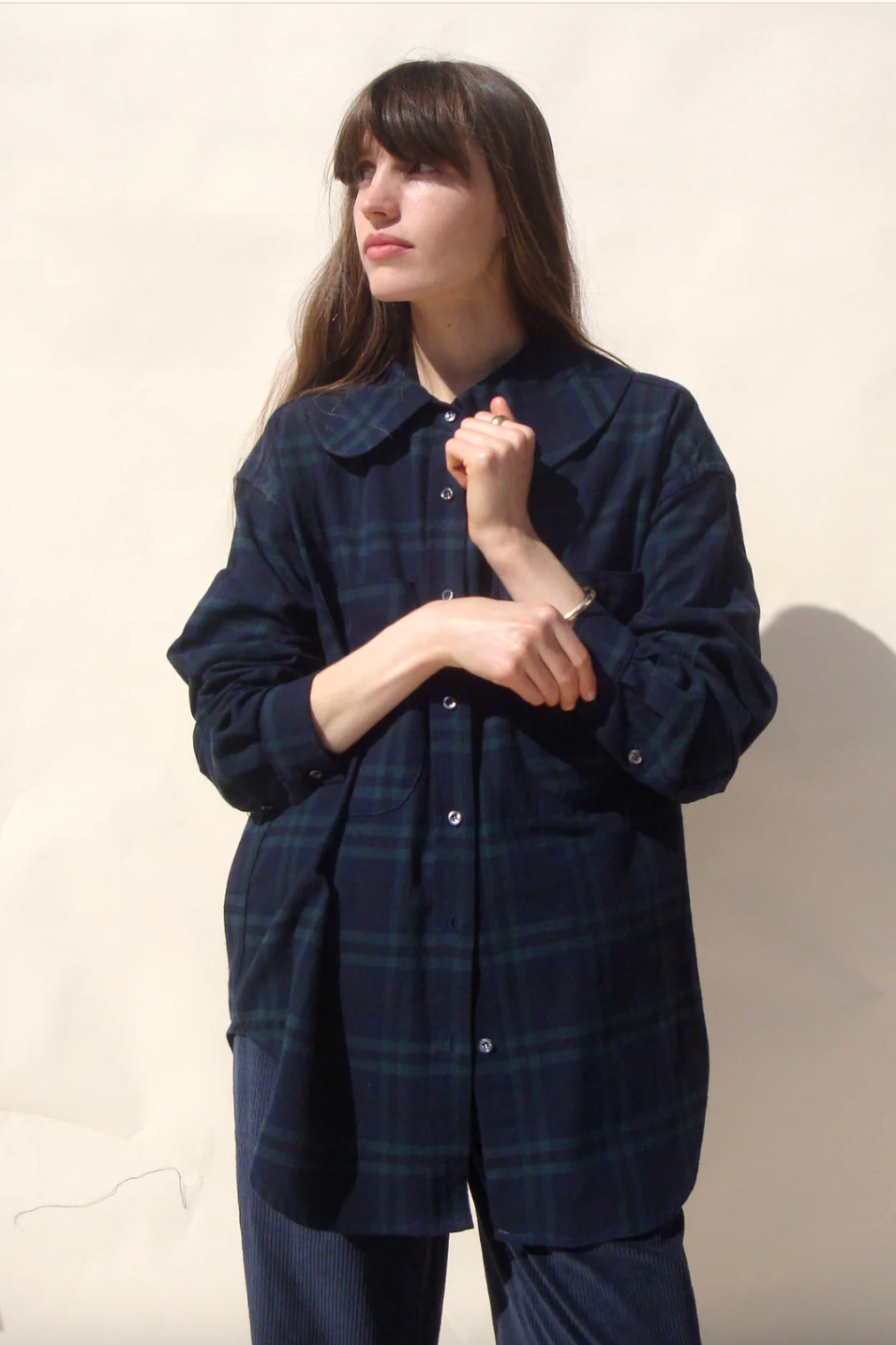 Hollis Oversized. Button Down, Black Tartan