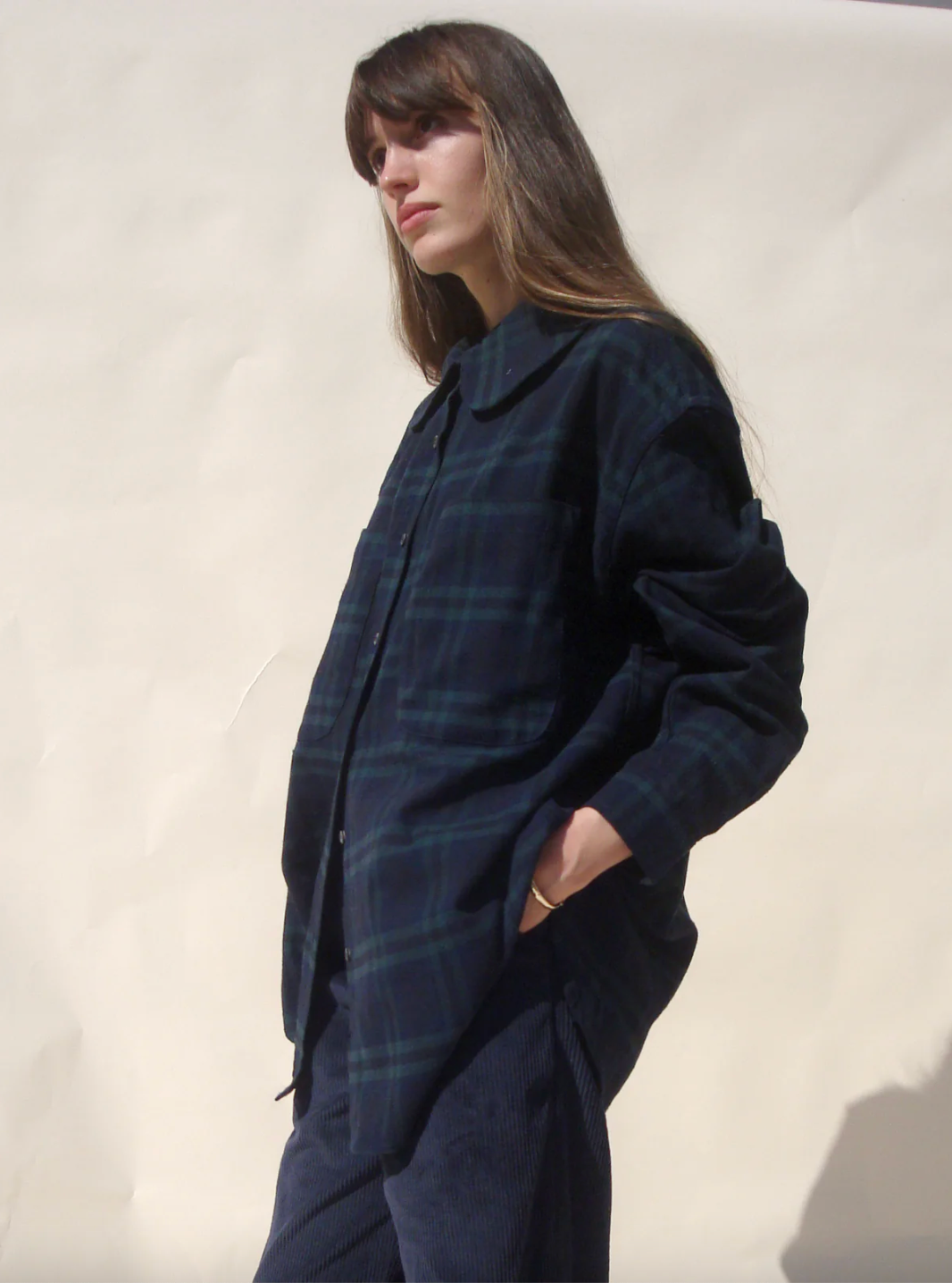 Hollis Oversized. Button Down, Black Tartan