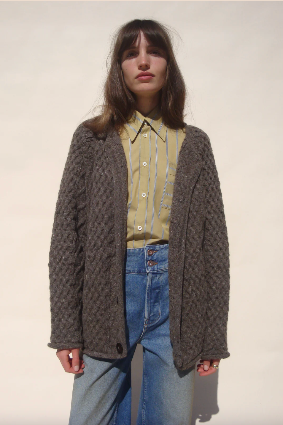 Gardeners Cable Cardigan, Mushroom