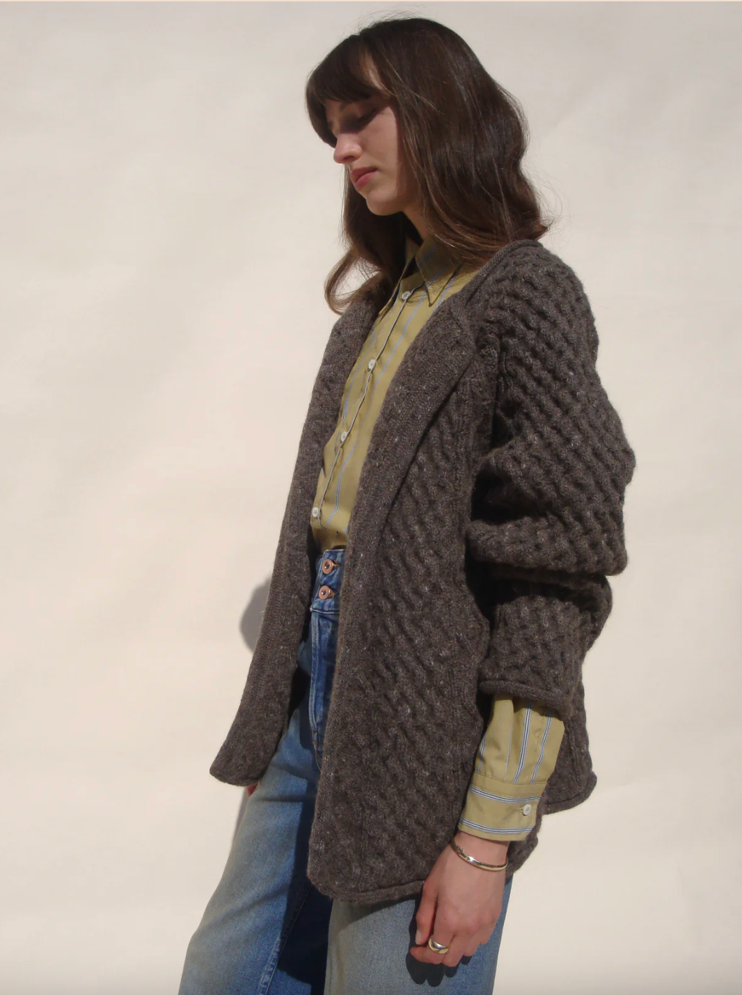 Gardeners Cable Cardigan, Mushroom