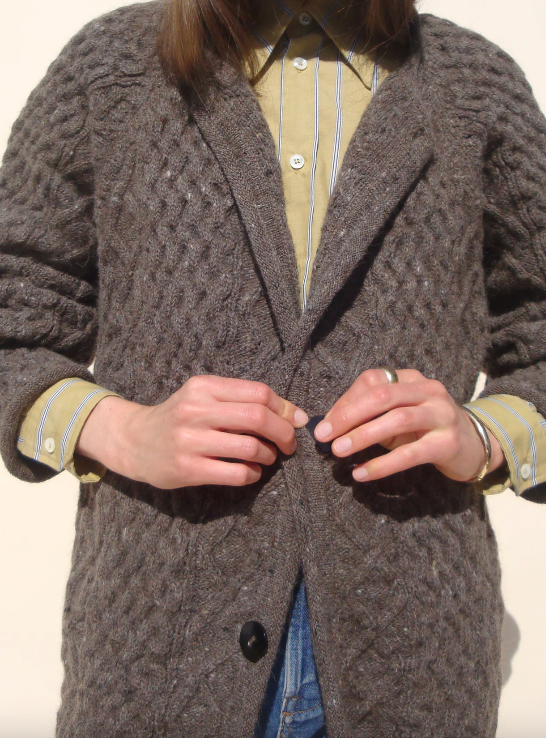 Gardeners Cable Cardigan, Mushroom