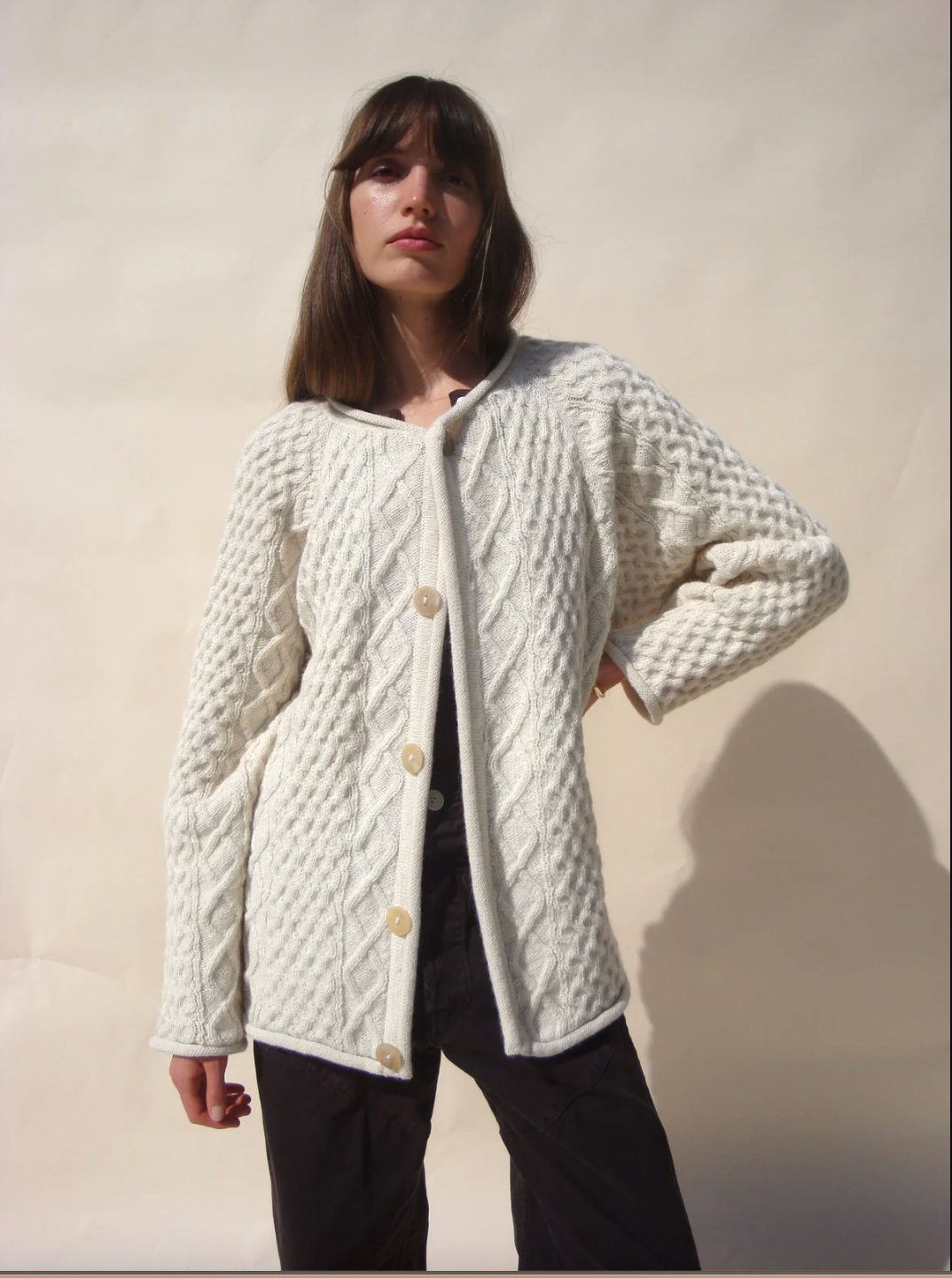 Gardeners Cable Cardigan, Snow