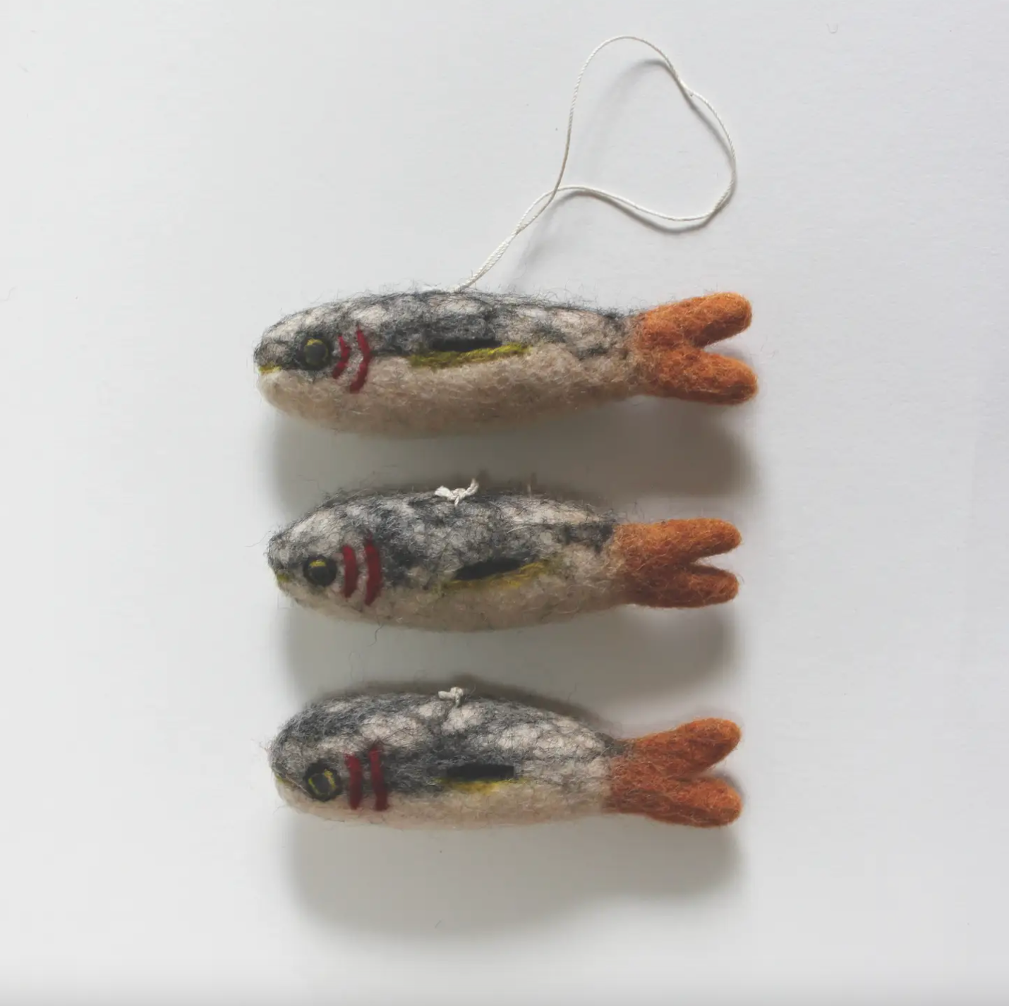 Felted Wool Sardine Ornament Set