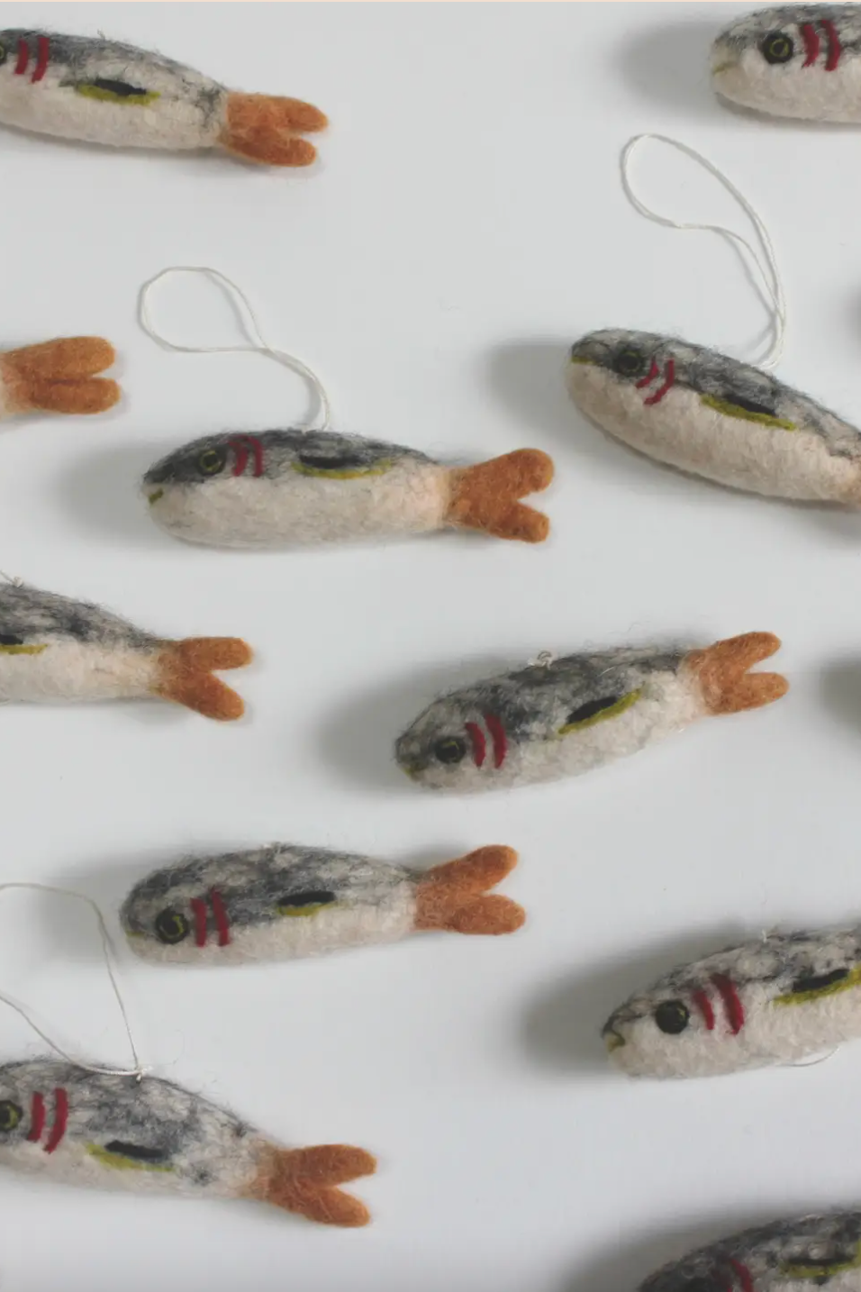 Felted Wool Sardine Ornament Set