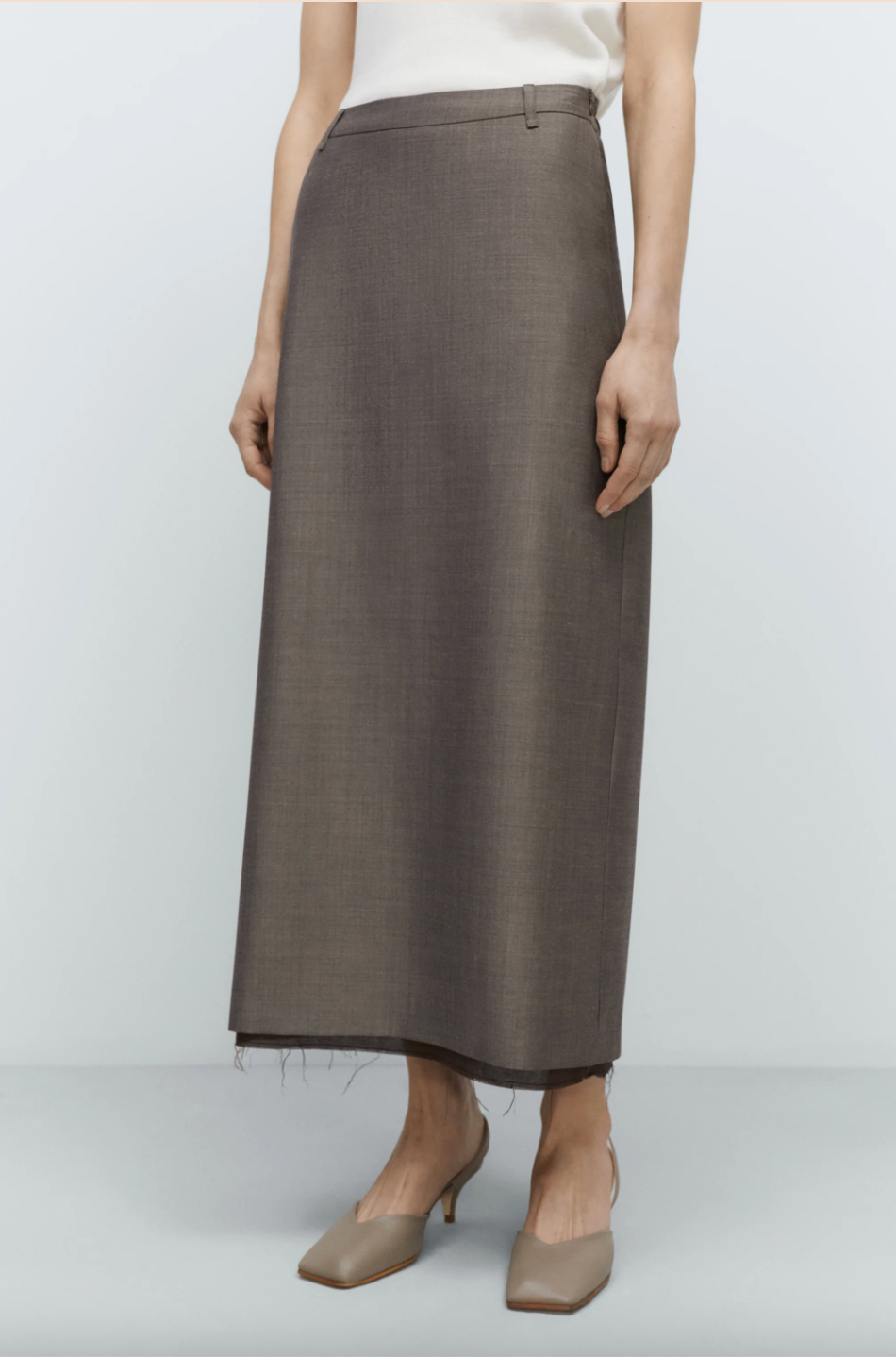 Tailoring Mohair Long Skirt, Smoke Brown