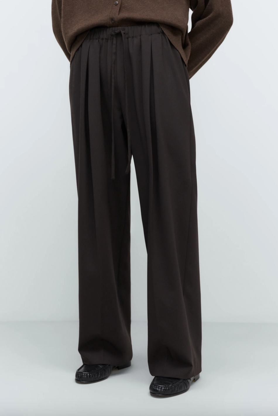 Pleated Relaxed Pant, Dark Brown