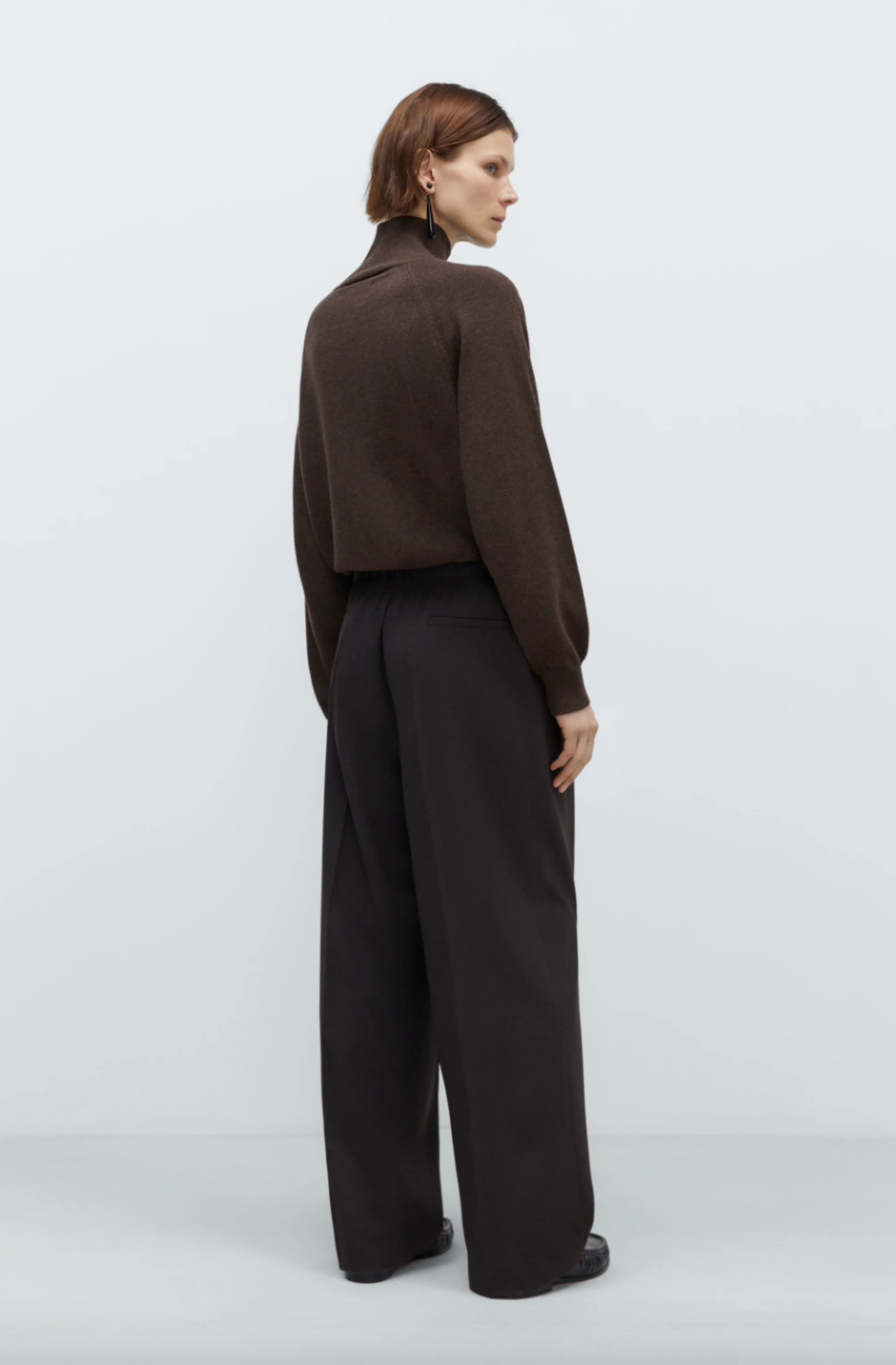 Pleated Relaxed Pant, Dark Brown