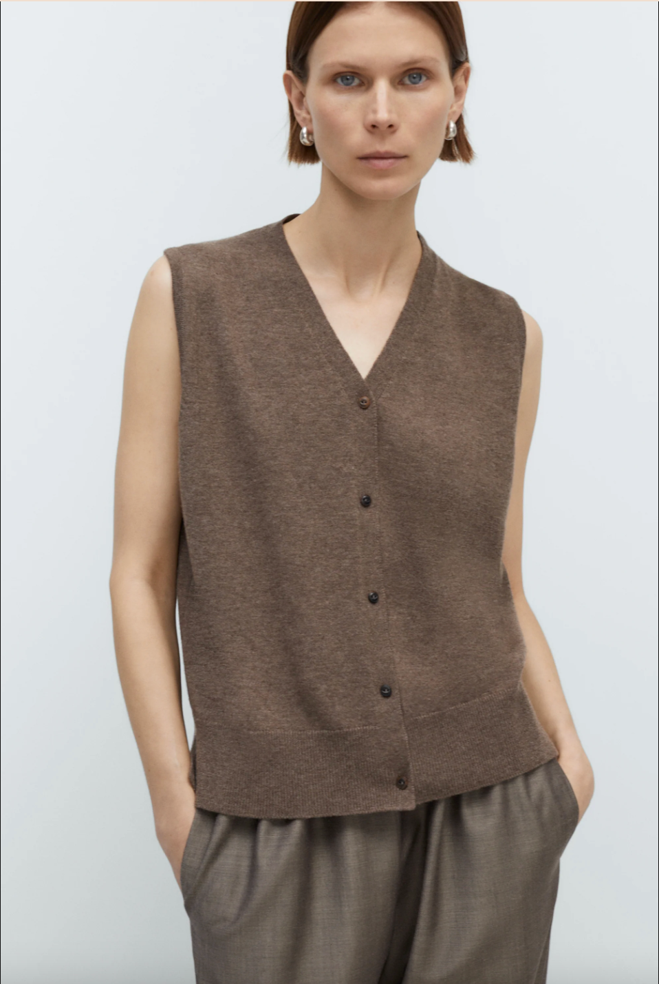 Merino Wool Lace Waistcoat, Taupe