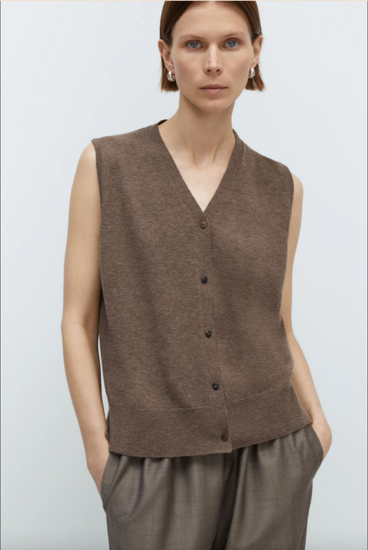 Merino Wool Lace Waistcoat, Taupe