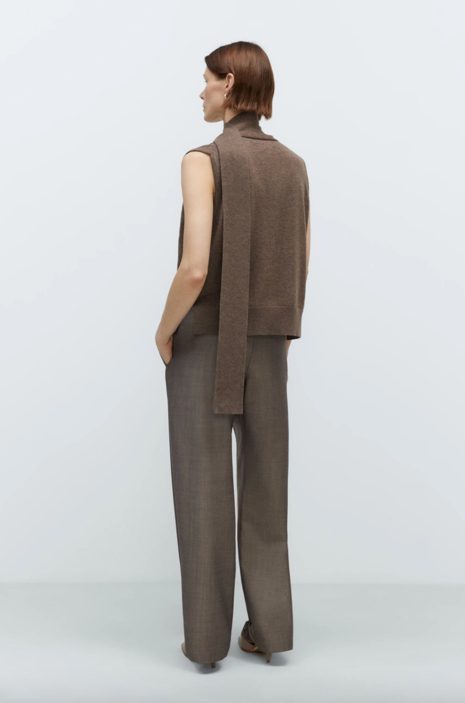 Merino Wool Lace Waistcoat, Taupe
