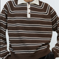 Merino Wool Striped Polo, Brown