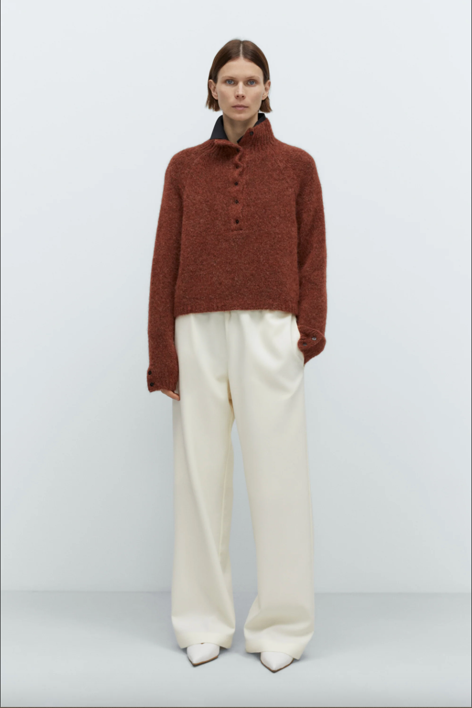 Baby Alpaca Polo Sweater, Terracotta