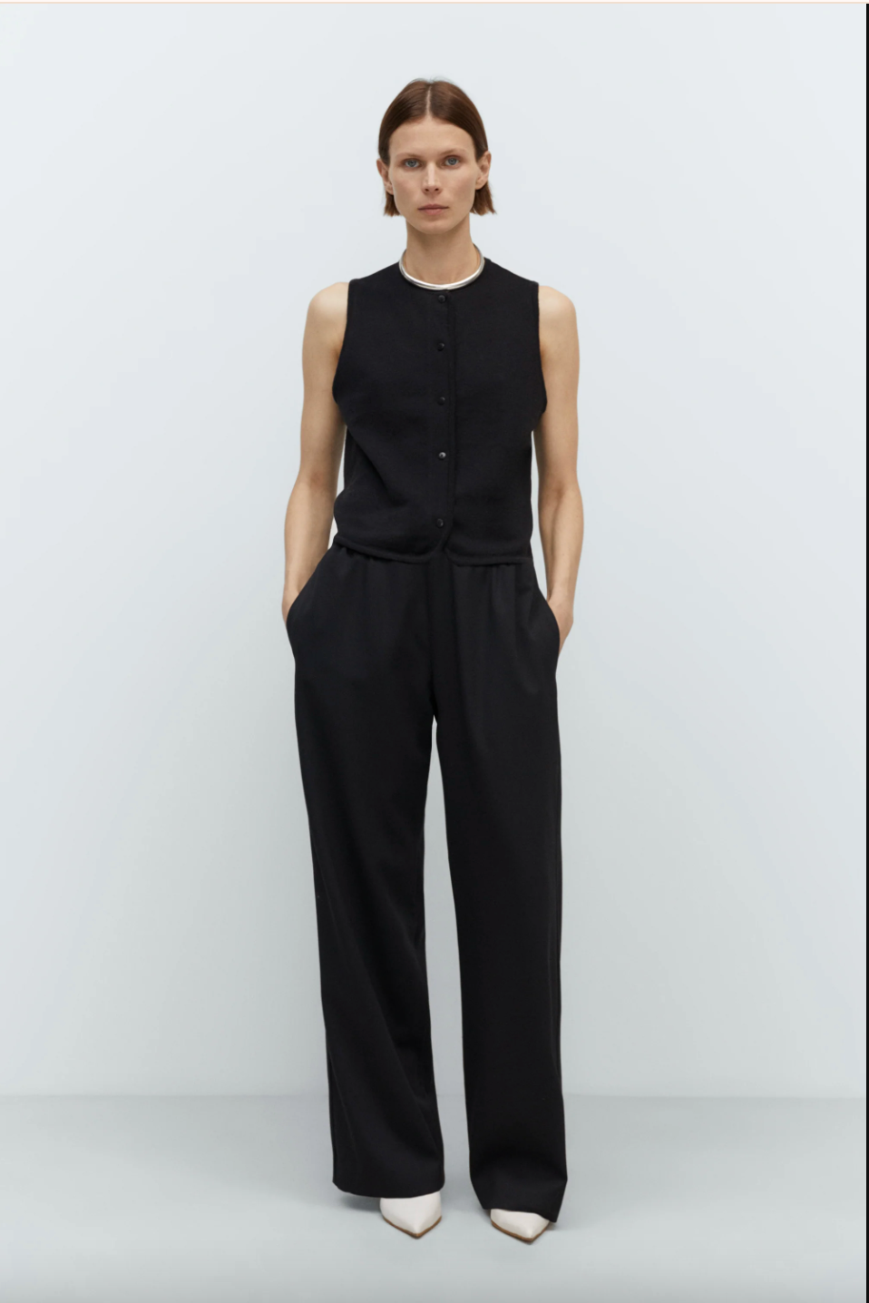 Merino Wool Waistcoat, Black