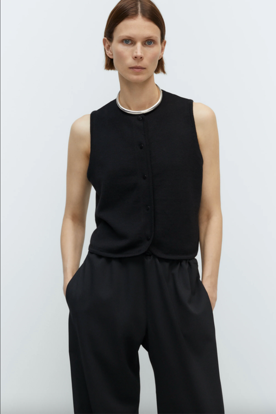 Merino Wool Waistcoat, Black