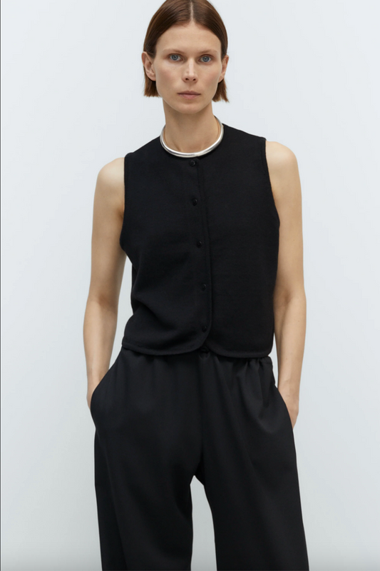 Merino Wool Waistcoat, Black