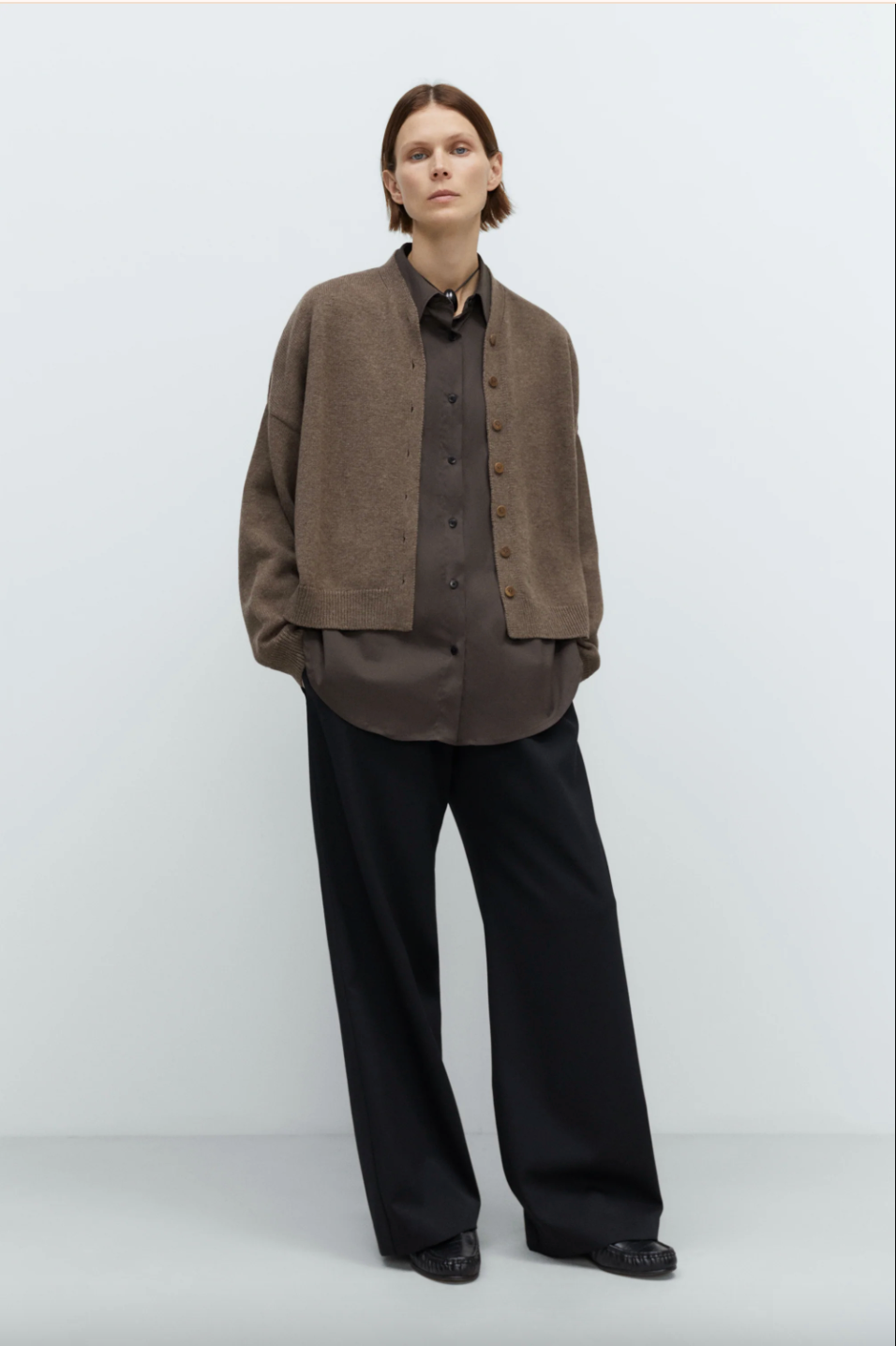 Merino Wool Cardigan, Taupe