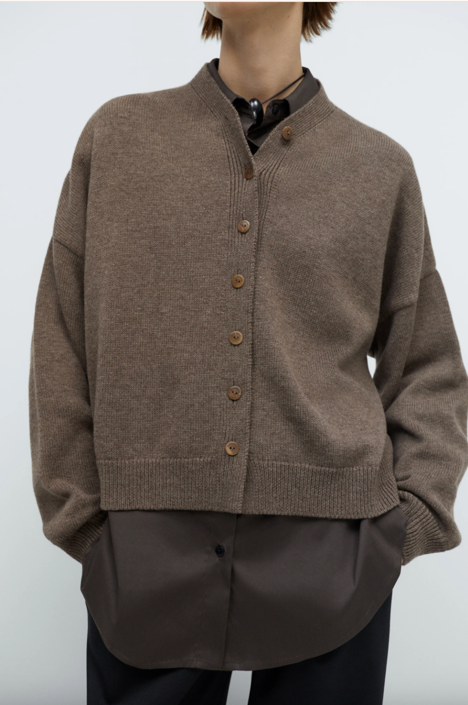 Merino Wool Cardigan, Taupe