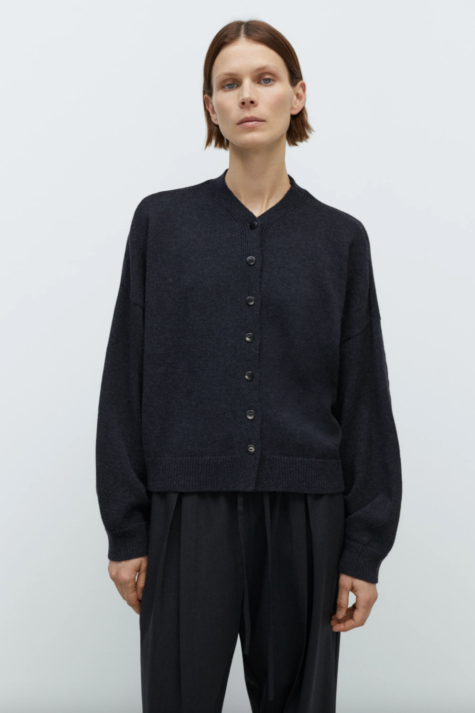 Merino Wool Cardigan, Anthracite