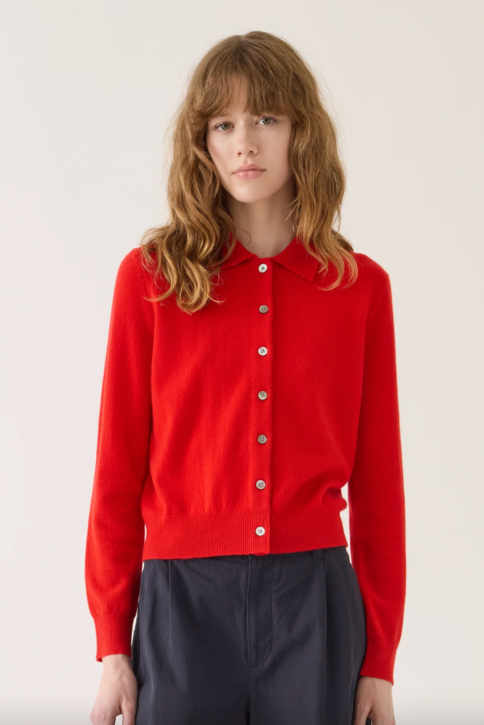 Romilly Cashmere Cardigan, Scarlet