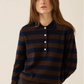 Demira Stripe Cashmere Polo Sweater