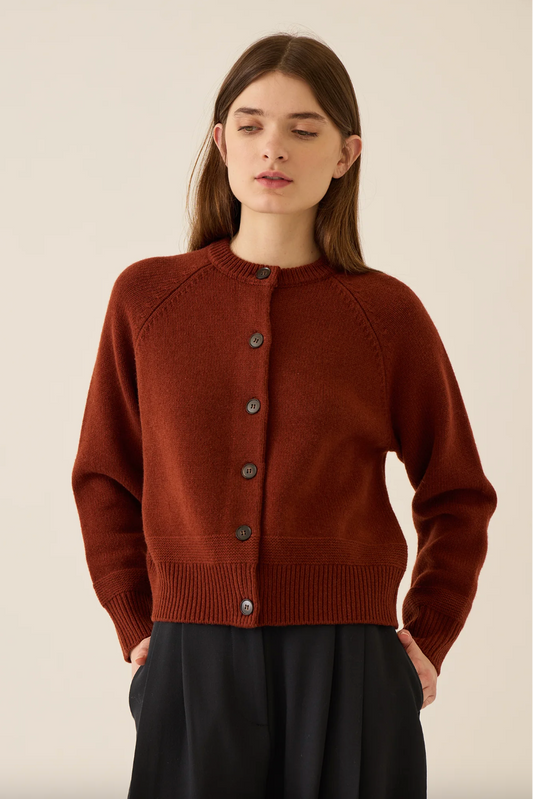 Frances Merino Wool Cardigan, Tobacco