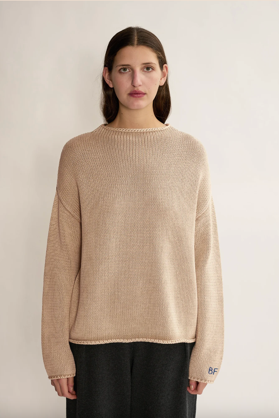 Lamis Washed Cotton Sweater, Sandstone