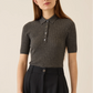 Leilani Superfine Cashmere Top, Charcoal Heather