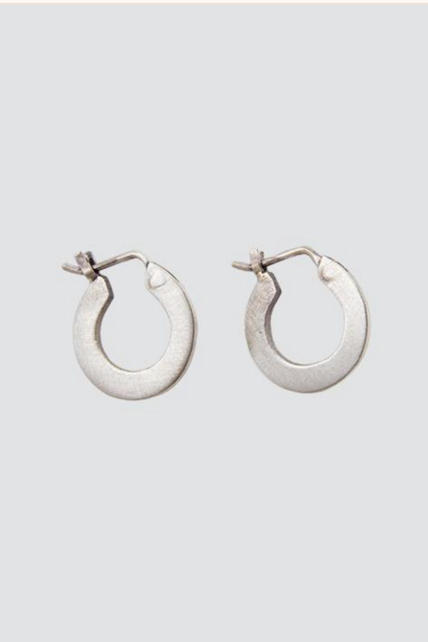 Mini Flat Hoop Earrings Sterling Silver
