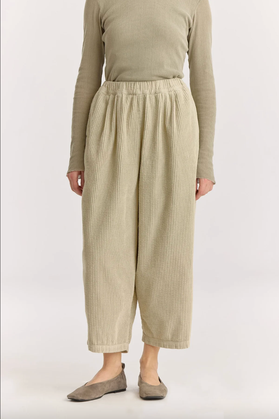 Corduroy Wide Pants, Ivory
