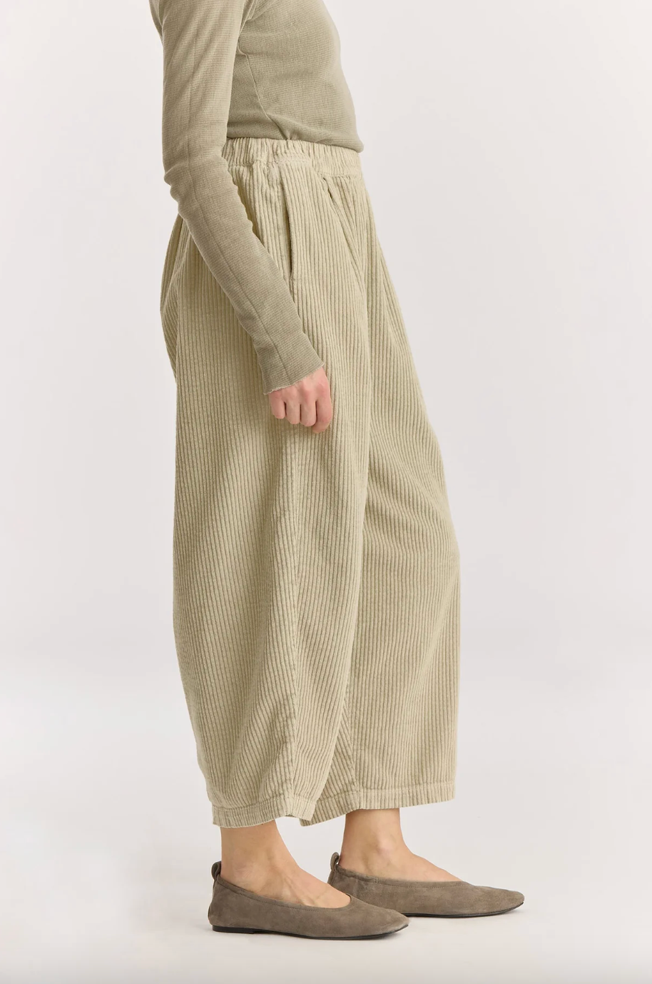 Corduroy Wide Pants, Ivory