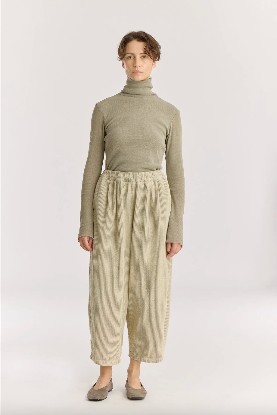 Corduroy Wide Pants, Ivory