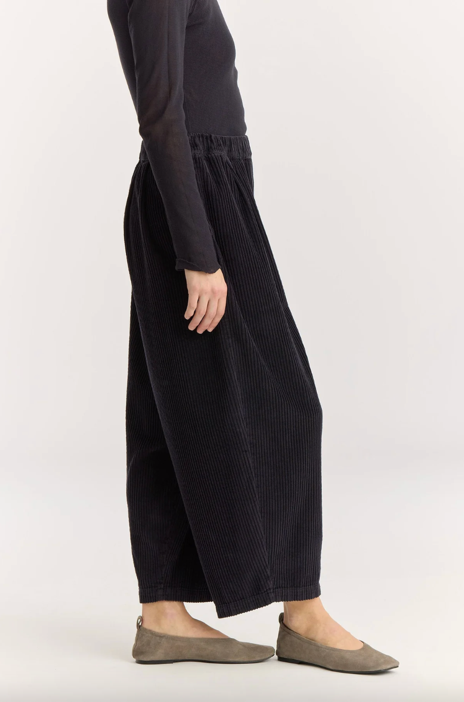 Corduroy Wide Pants, Dark Navy