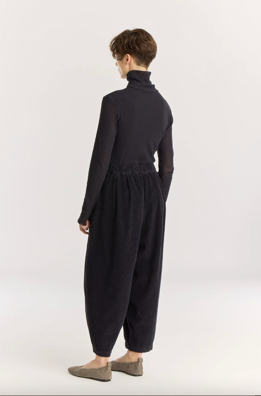 Corduroy Wide Pants, Dark Navy