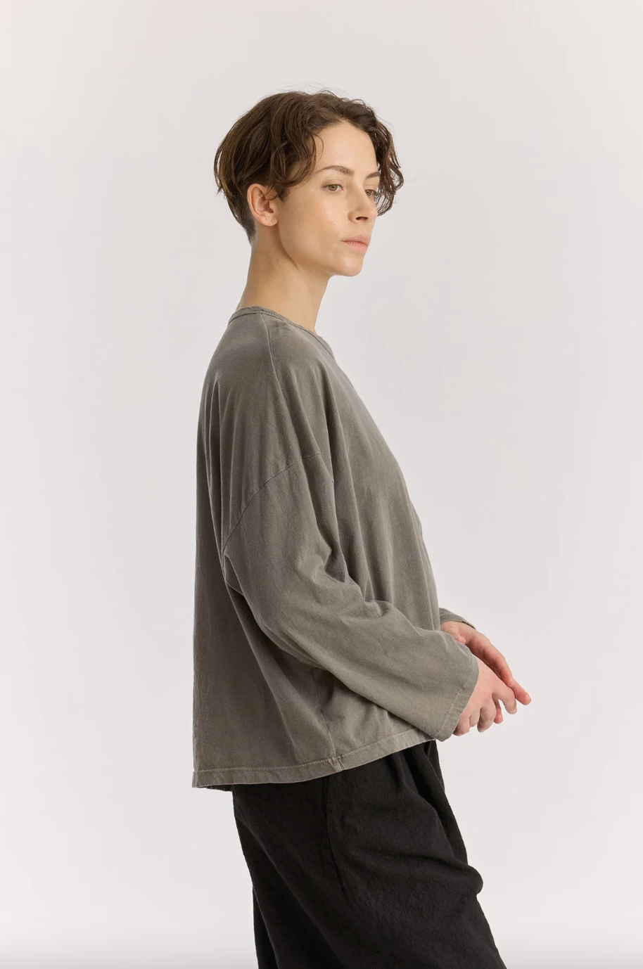 Wide L/S Tee, Stone