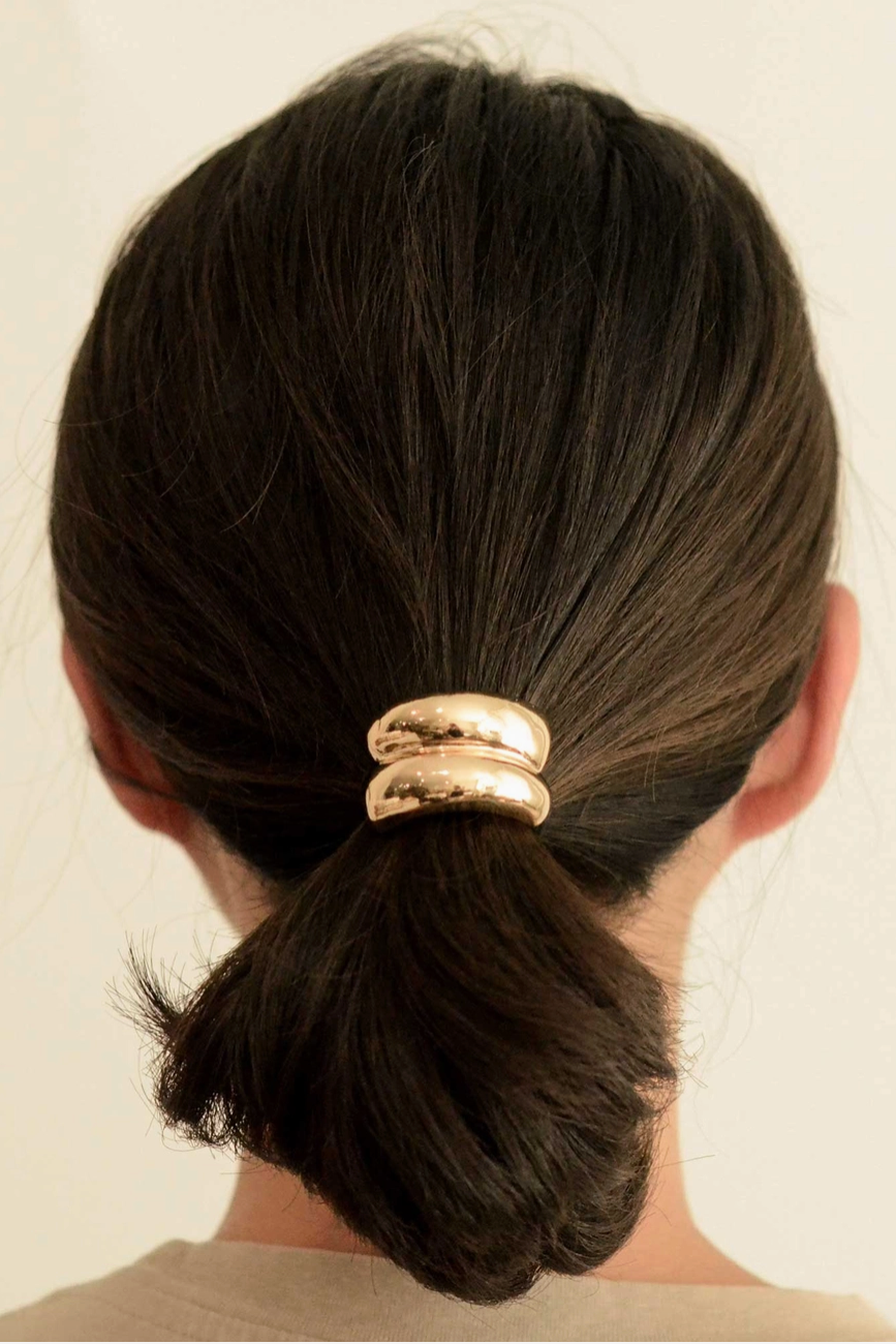 Mini Double Arch Silver Metal Ponytail Hair Tie