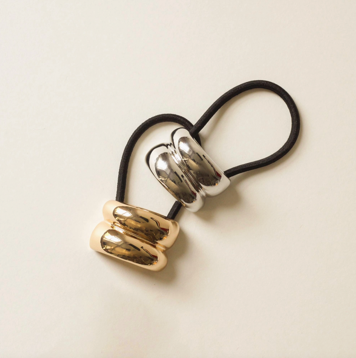 Mini Double Arch Silver Metal Ponytail Hair Tie
