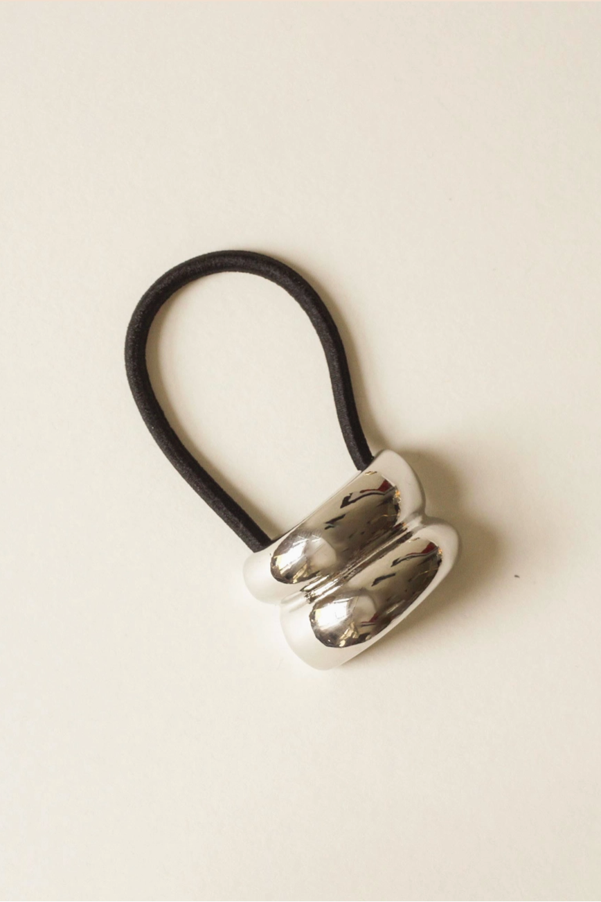 Mini Double Arch Silver Metal Ponytail Hair Tie