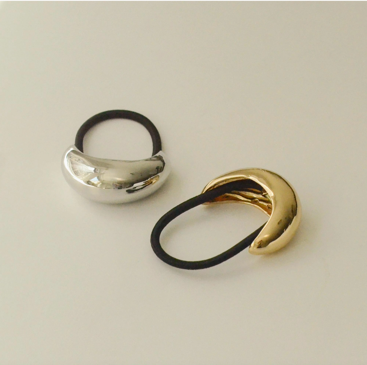 Narrow Crescent Metal Cuff Hair Tie | Silver